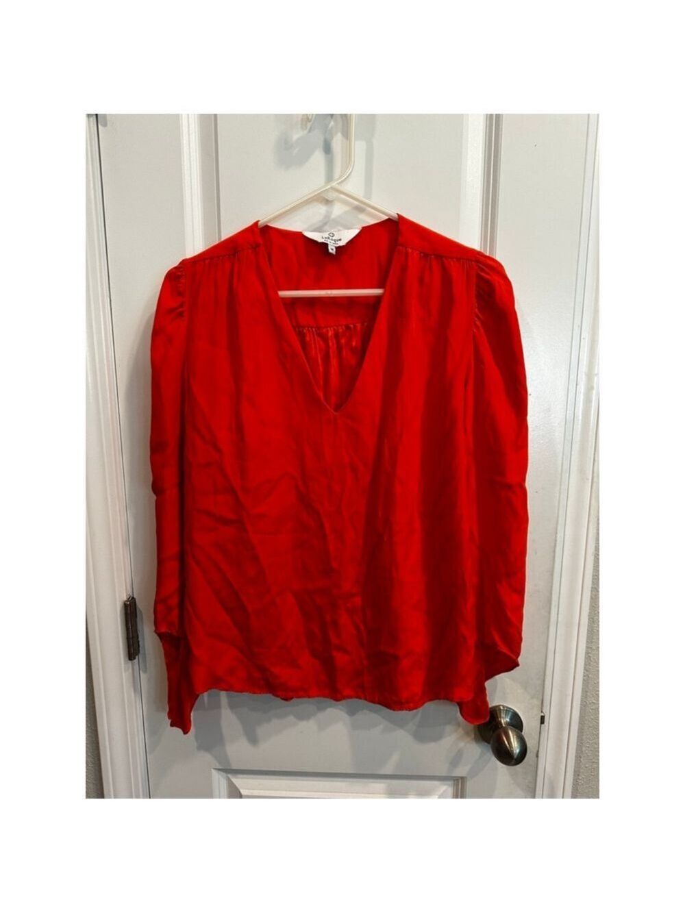 La Roque Red V-Neck Blouse M EUC